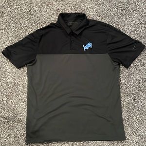 Nike Golf Dri-Fit Black Grey Detroit Lions Polo - Medium